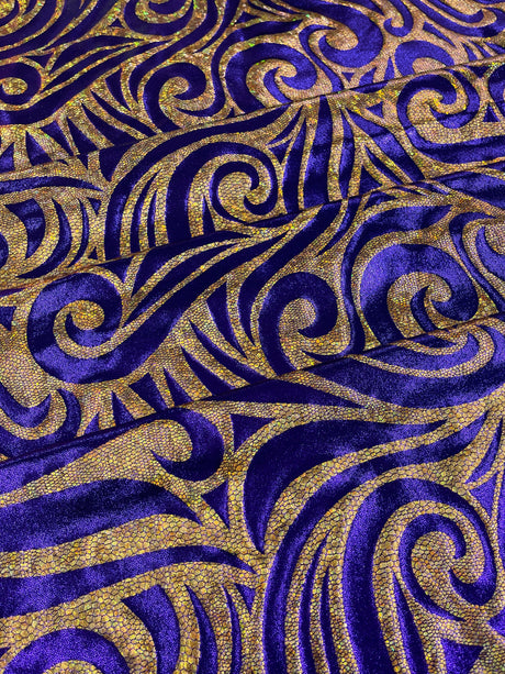 Foil Flame Spandex Fabric - Holographic Flame Print, 58" Width (1 Yard)