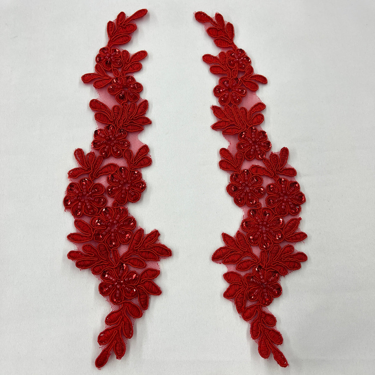 Beaded Corded Floral Lace Applique