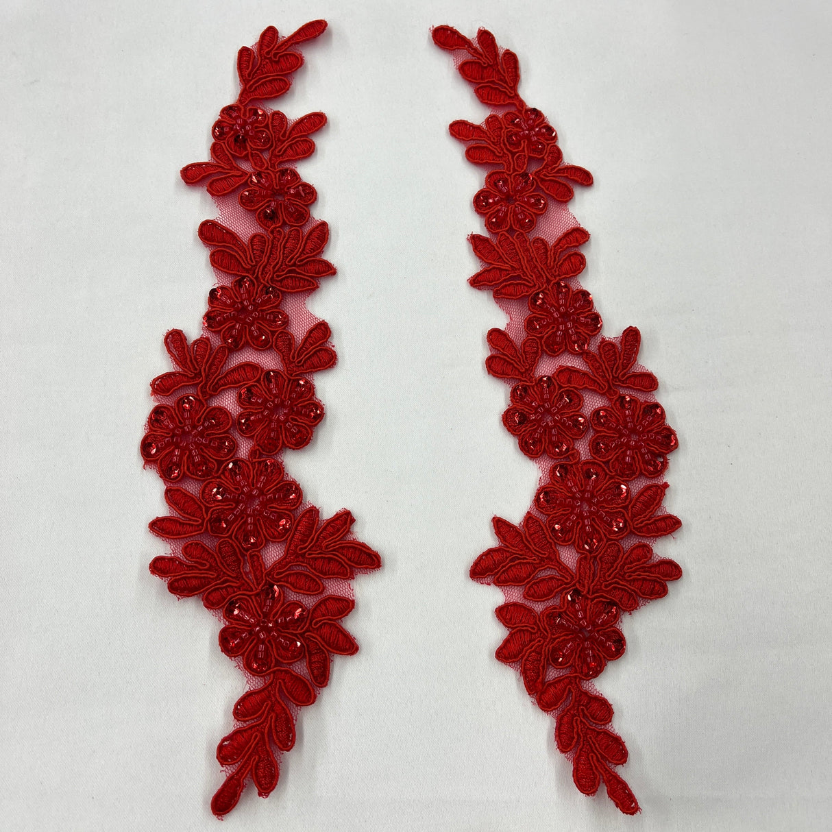 Beaded Corded Floral Lace Applique