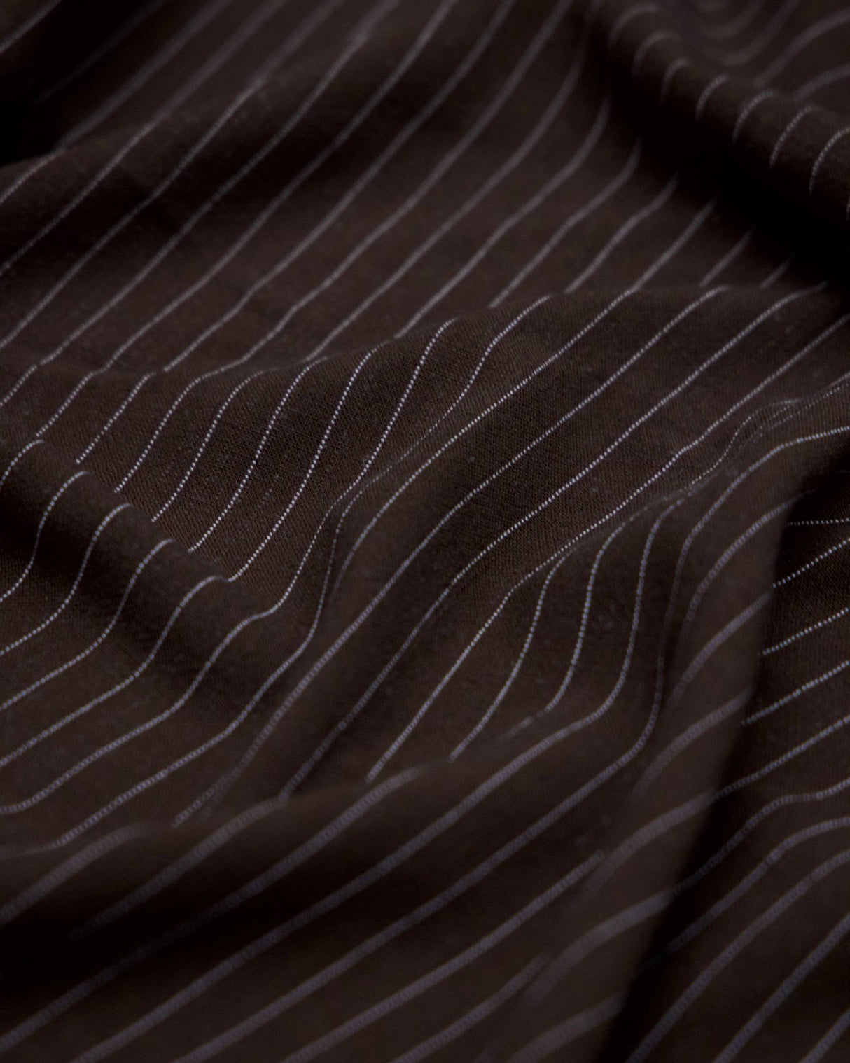 Chocolate Brown Pinstripe Linen Blend