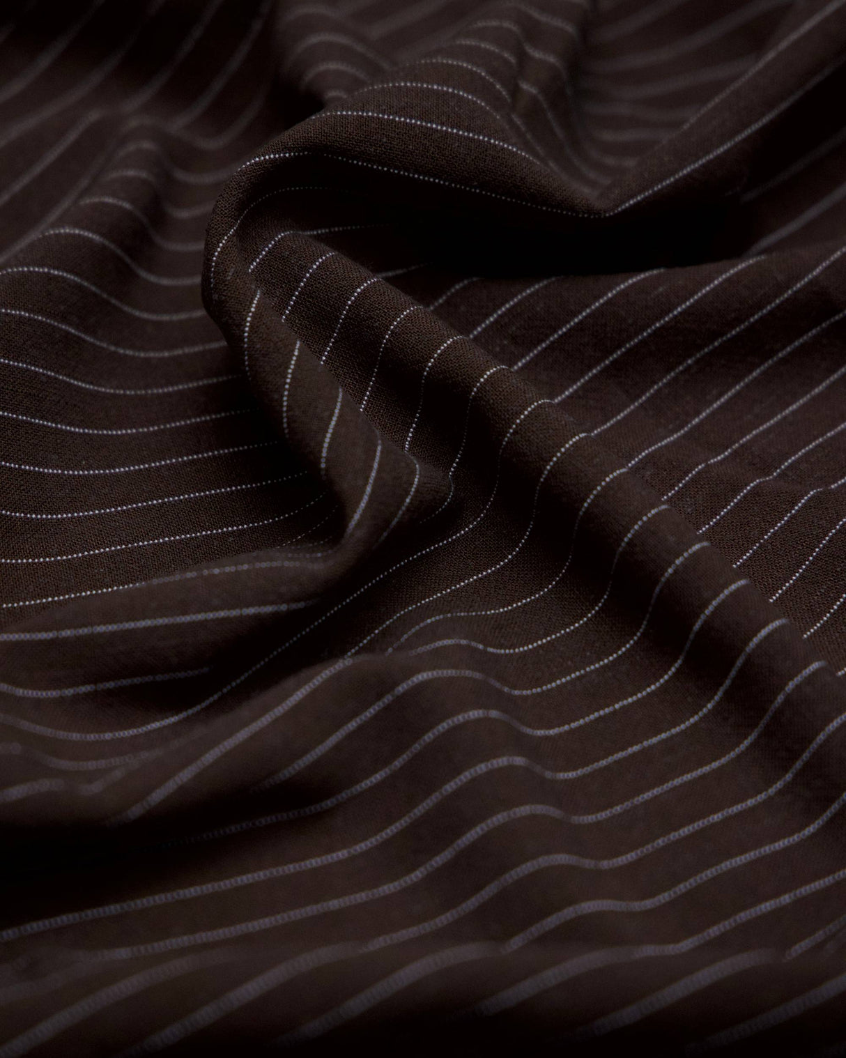 Chocolate Brown Pinstripe Linen Blend