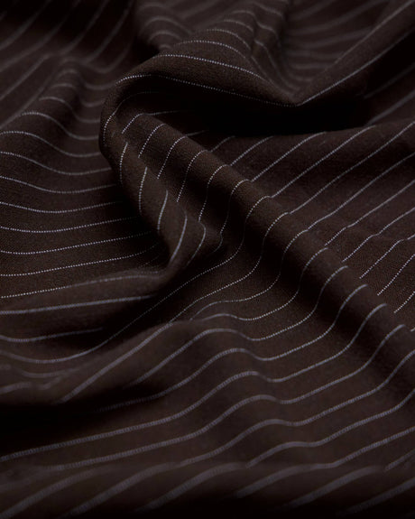 Chocolate Brown Pinstripe Linen Blend