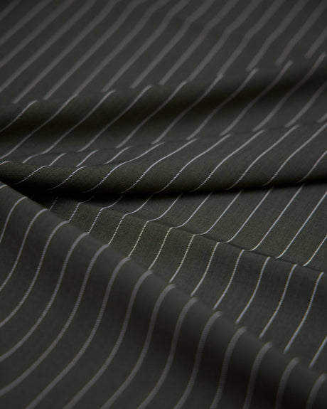 Tailored Pin Stripe Suiting Army Green