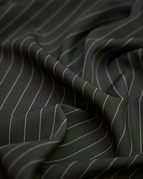 Tailored Pin Stripe Suiting Army Green