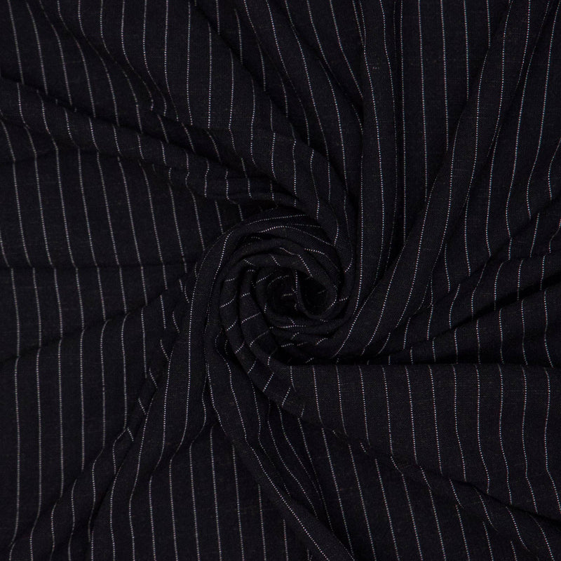 Black Pinstripe Linen Blend