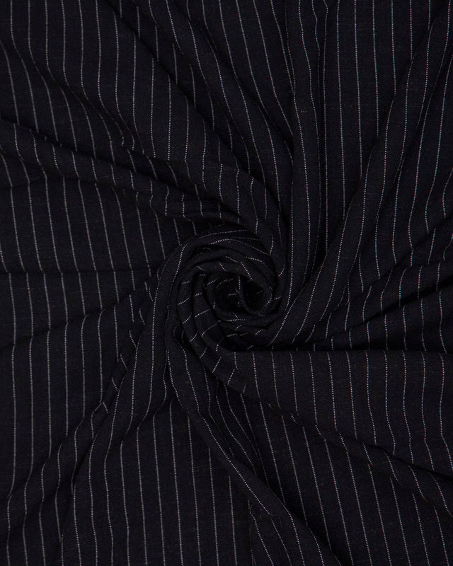 Black Pinstripe Linen Blend