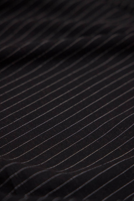 Black Pinstripe Linen Blend