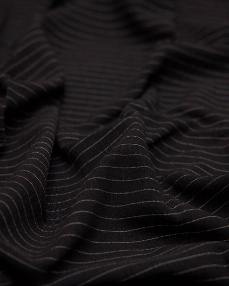 Black Pinstripe Linen Blend