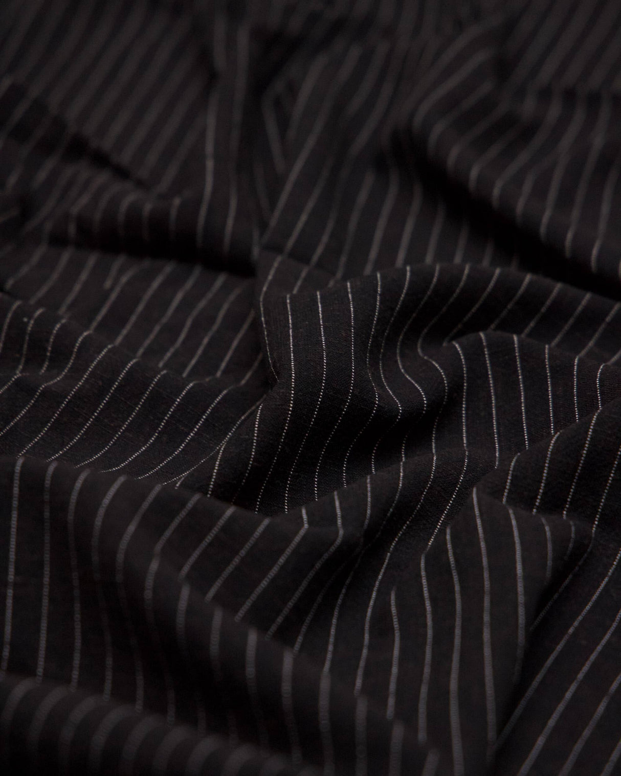 Black Pinstripe Linen Blend