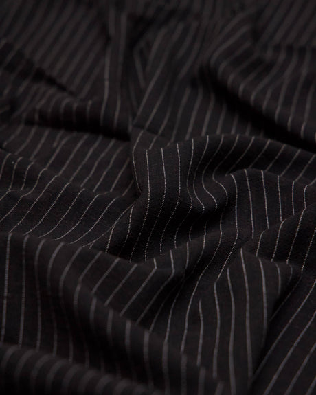 Black Pinstripe Linen Blend