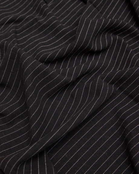 Black Pinstripe Linen Blend