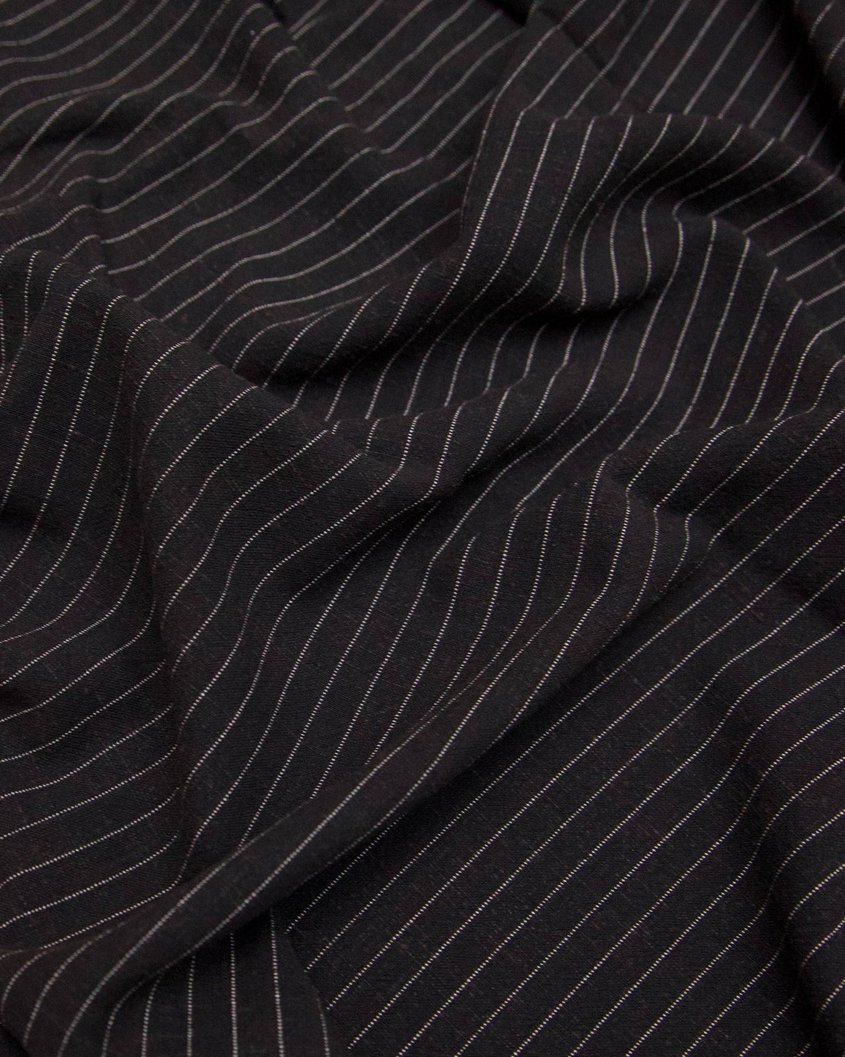 Chocolate Brown Pinstripe Linen Blend