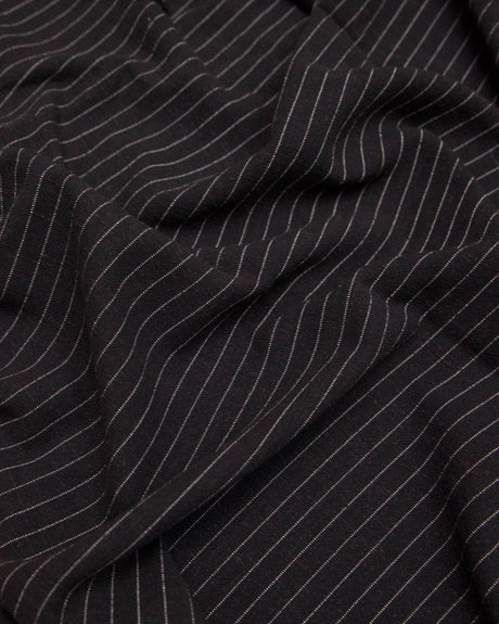 Chocolate Brown Pinstripe Linen Blend