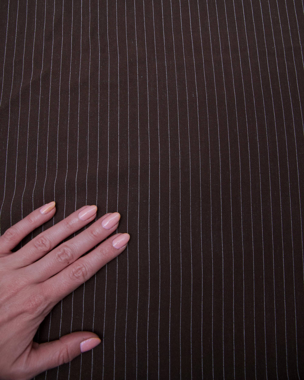 Chocolate Brown Pinstripe Linen Blend