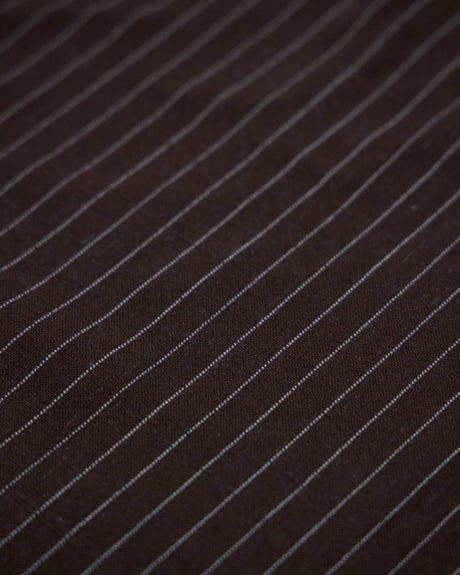 Chocolate Brown Pinstripe Linen Blend