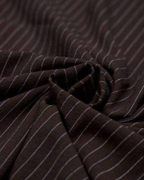 Chocolate Brown Pinstripe Linen Blend