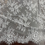 Embroidered Lace Fabric with Eyelash Scallop