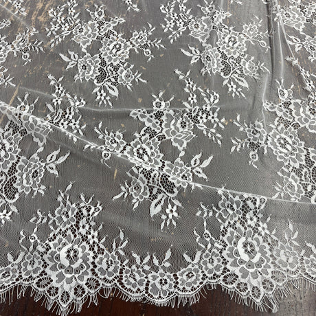 Embroidered Lace Fabric with Eyelash Scallop