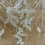 Beaded Sequined Lace Fabric Leaf Vine Design