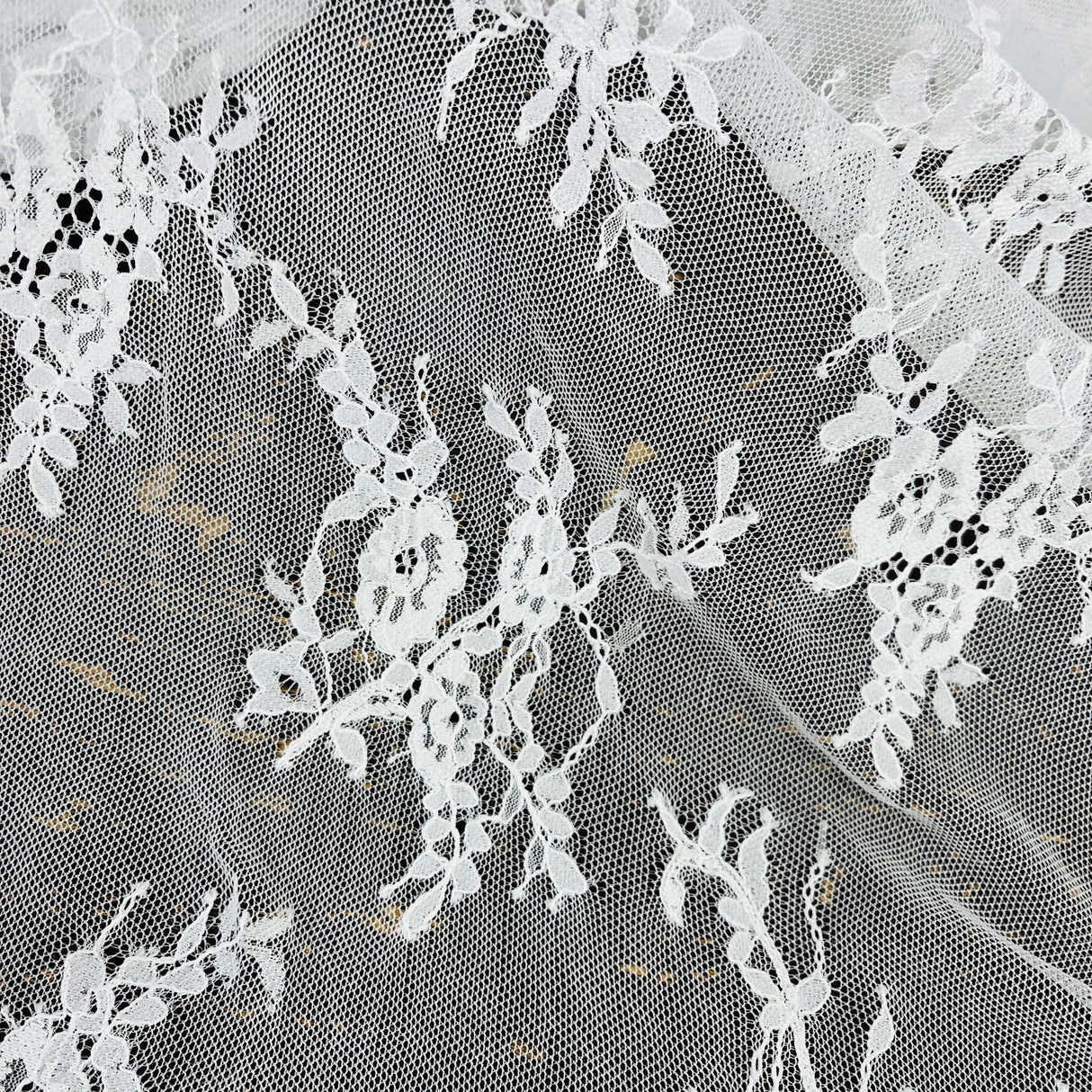 Embroidered Lace Fabric with Eyelash Scallop