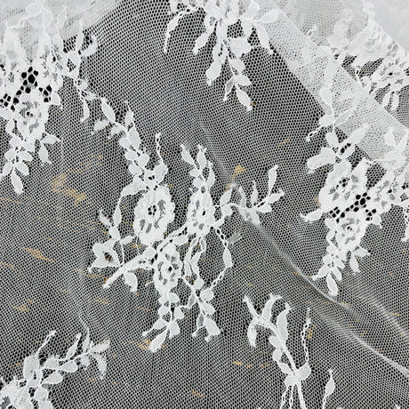 Embroidered Lace Fabric with Eyelash Scallop