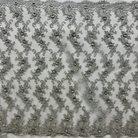 Beaded 3D Floral Lace Fabric 52" Wide
