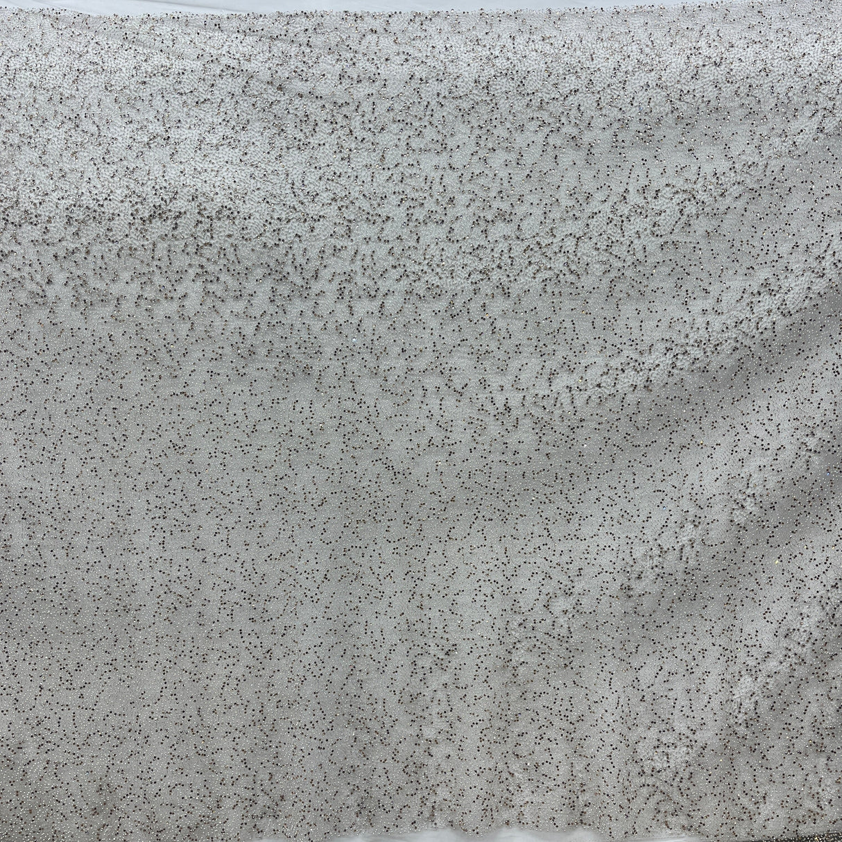 Beaded Lace Fabric Embroidered On 100 Percent Polyester Net Mesh - Black, 60" Wide (1 Yard)