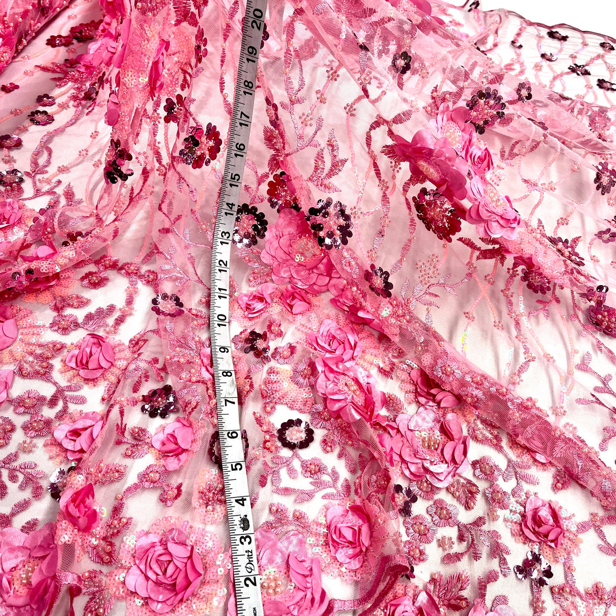 Embroidered Mesh 3D Floral Beaded Lace