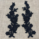 Beaded Corded Floral Lace Applique 100% Polyester Net Mesh