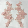 1 Pair 3D Floral Lace Applique Embroidered on 100% Polyester Net Mesh 12" x 4" Each Side
