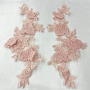 3D Floral Lace Applique Embroidered Polyester Fabric - 3D Floral Applique, 12" X 4" (1 Pair)