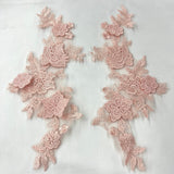 3D Floral Lace Applique on Polyester Net Mesh