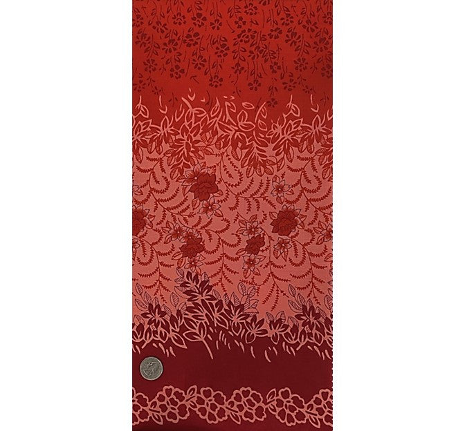 Cotton Voile 0H017 Double Border Cotton Fabric - Double Border, Fuchsia Orange, 44/45" Width (1 Yard)