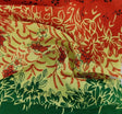 Cotton Voile 0H017 100 Percent Cotton Fabric - Double Border Green/Orange, 44/45" Width