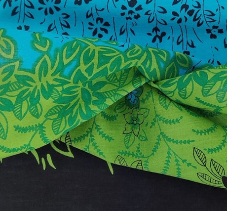 Cotton Voile 0H017 Cotton Voile Fabric - Navy/Turquoise Double Border, 44/45" Width (1 Yard)