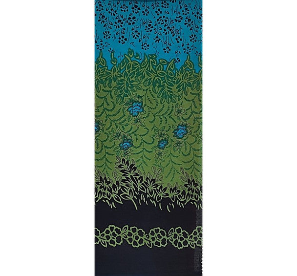 1 Yard Cotton Voile Fabric Double Border Navy Turquoise Print 44/45" Width Apparel Fabric