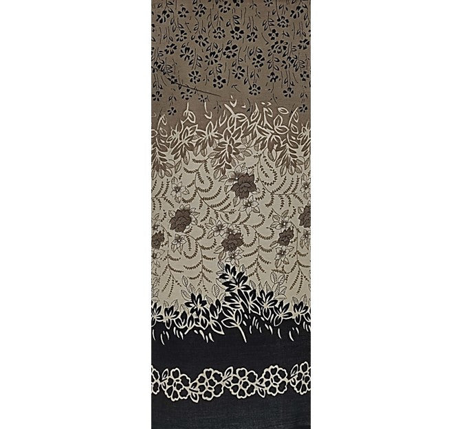 Cotton Voile 0H017 Cotton Voile Fabric - Double Border, Taupe/Tan/Black, 44/45" Width (1 Yard)
