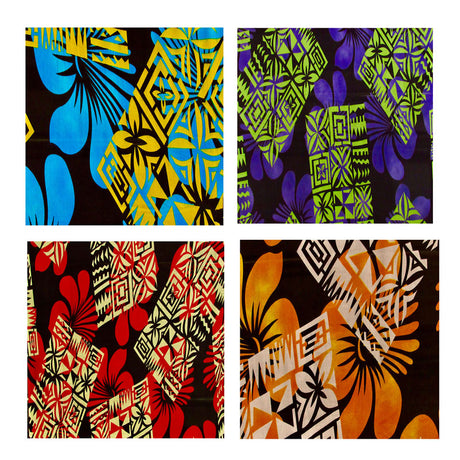 Rayon Fabric Hibiscus Geometric Floral Design