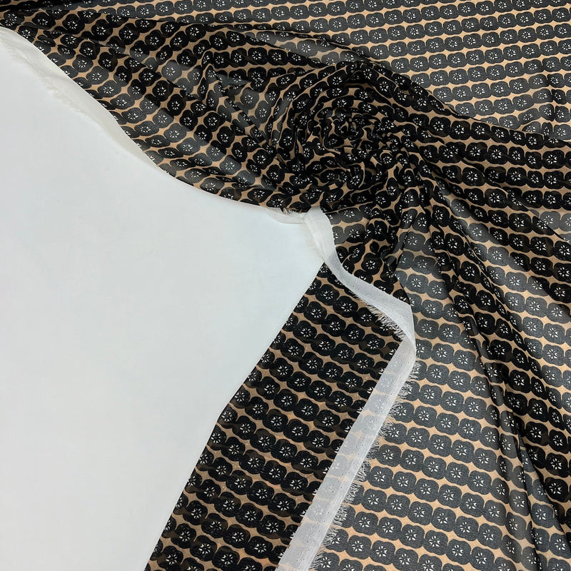 Polyester Chiffon Geometric Print Black Brown