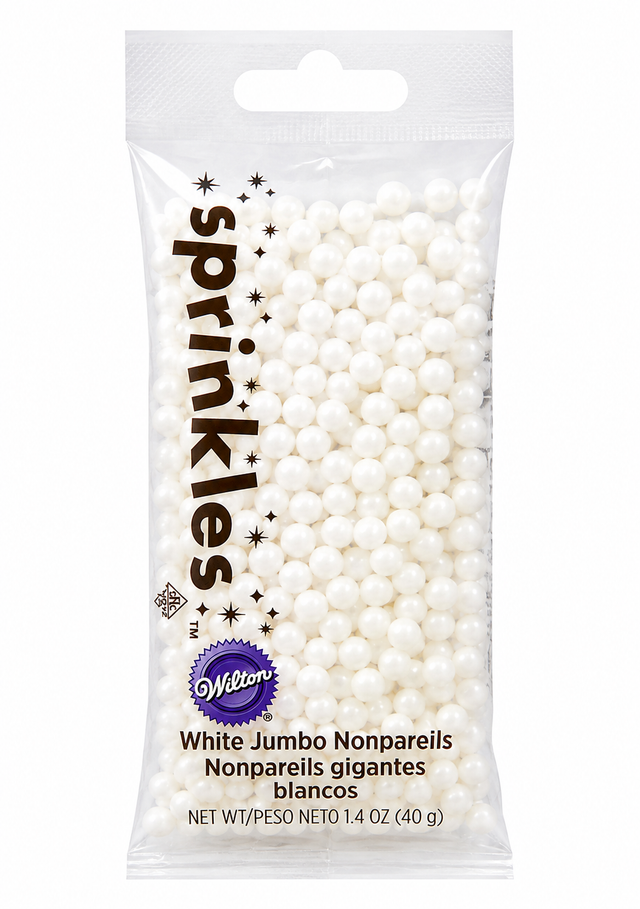 Wilton White Jumbo Nonpareils Sprinkles – 1.4 oz.