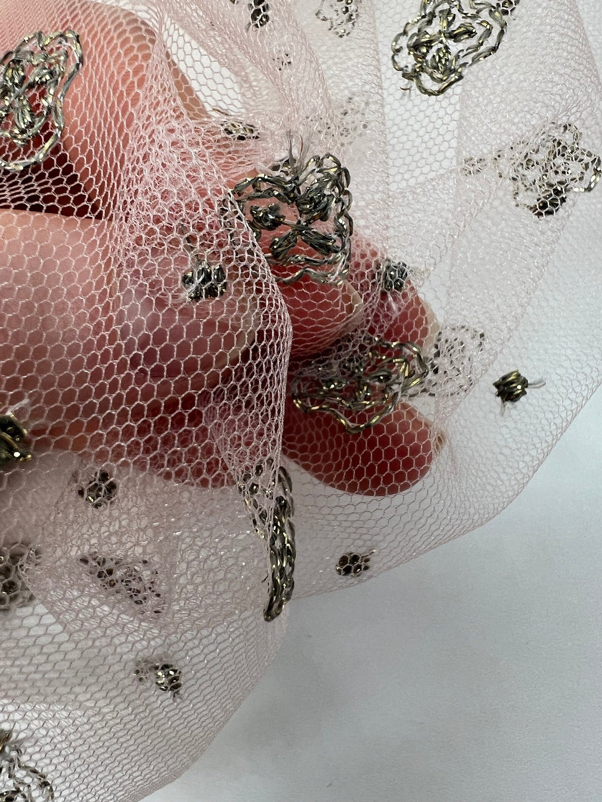 Lace Embroidered Golden Pink