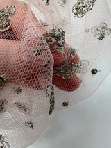 Lace Embroidered Golden Pink