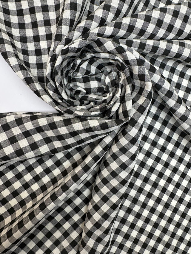 Viscose Blend Checked Fabric Black White