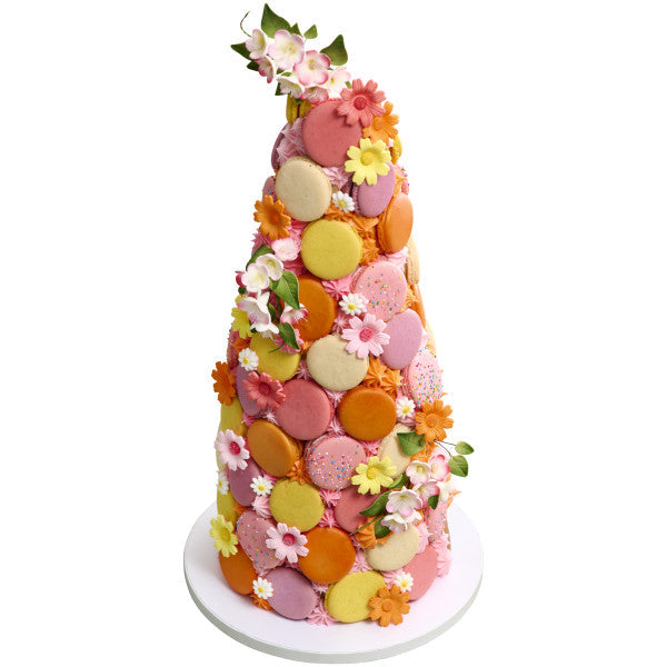 Daisy Pink Flower Assortment Gum Paste Toppers - 4 per order