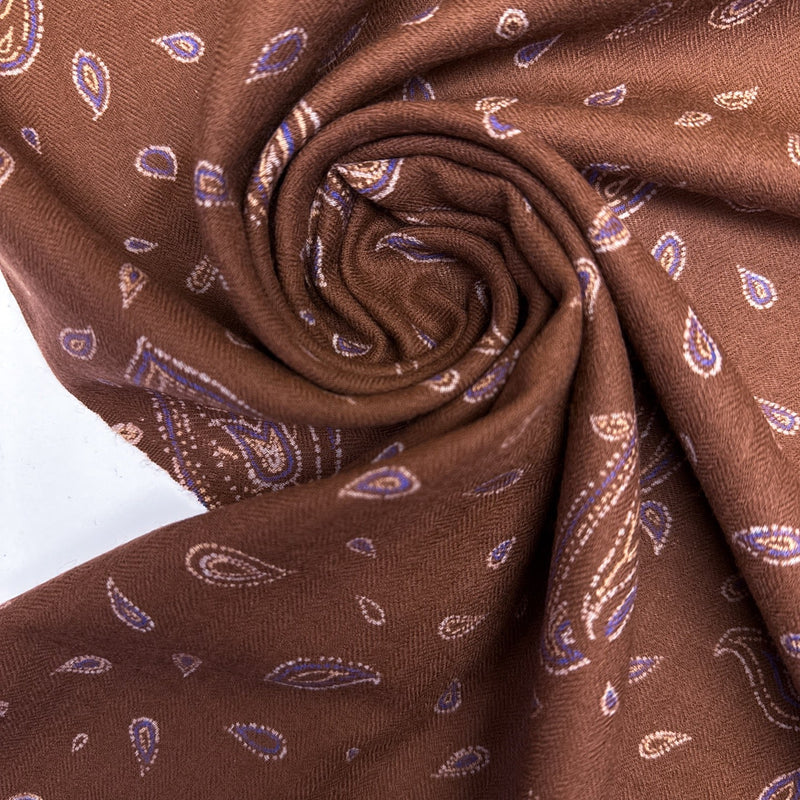 Wool Twill Printed Purple Brown Fabric