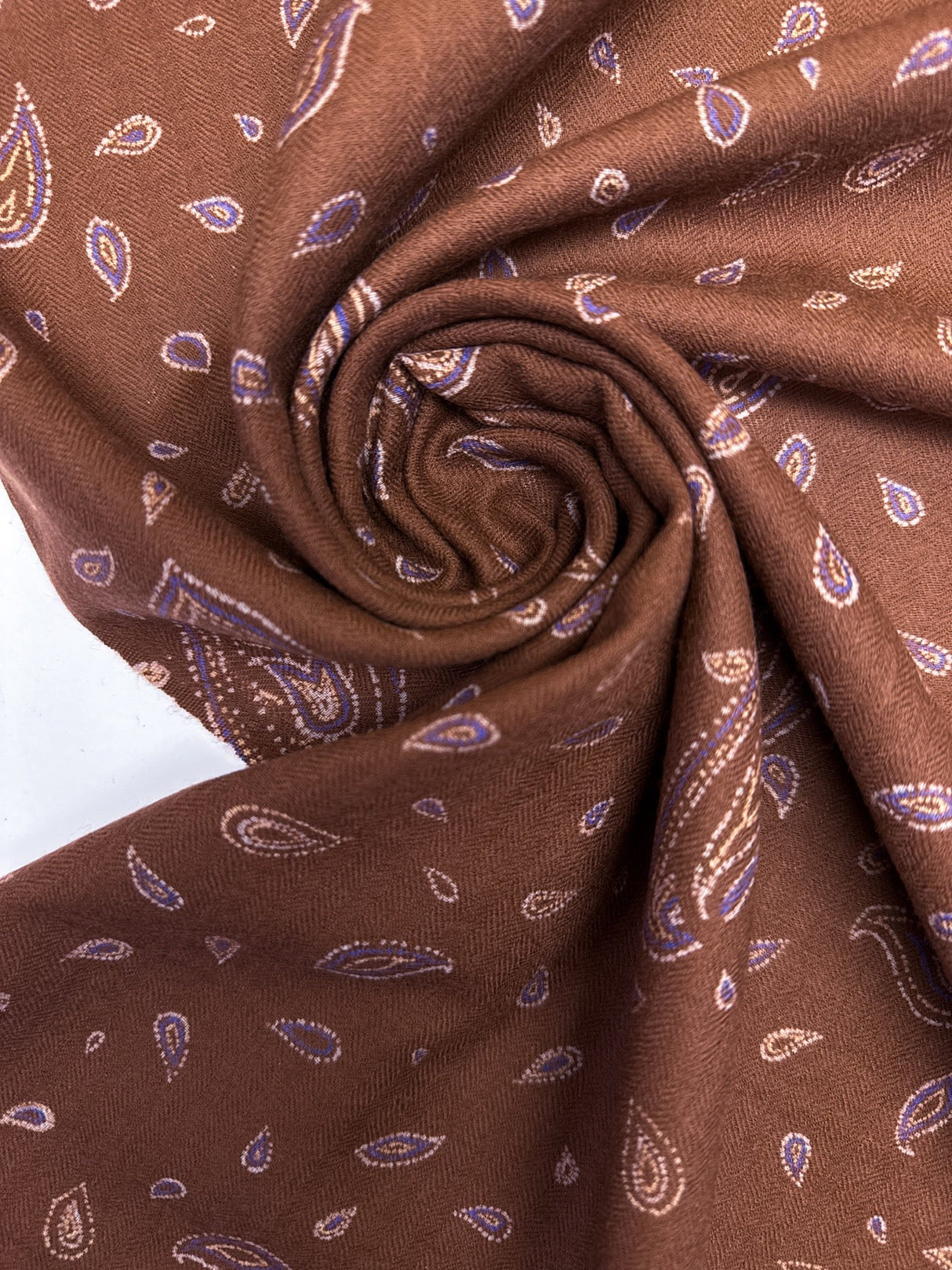Wool Twill Printed Purple Brown Fabric