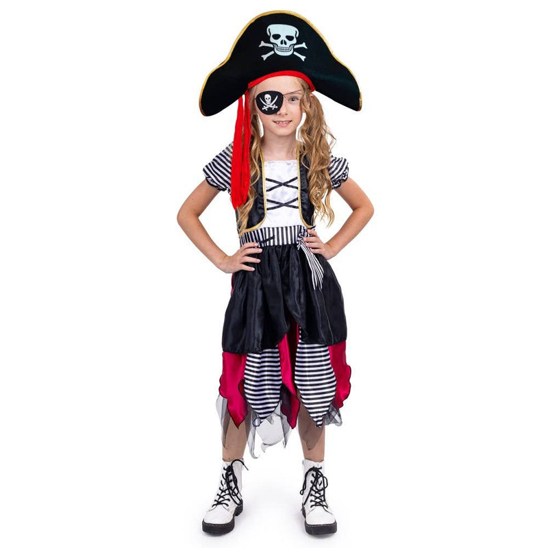 Girls pirate costume dress with hat and eye patch