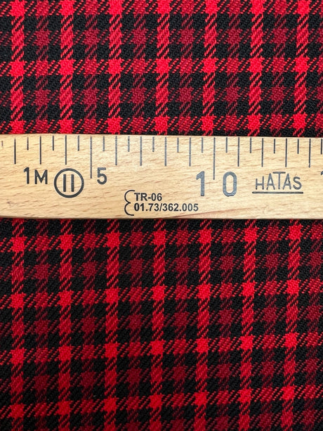 Wool Tweed Checked Red Black
