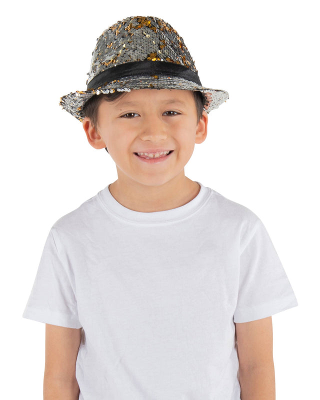 Silver Hat with Reversible Sequins