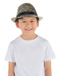Reversible silver and gold sequin hat with black band